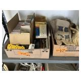 2 BOXES LIGHT SWITCHES, GLOVES, MISC