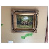 RHINO PAINTING BY H.J CARLTON 15.5"X13.5"