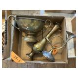 3 METAL PCS- CANDLE STICK, VASE, ETC