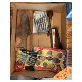 BOX-PIPE-WOOD CARVING FISH, SCREWDRIVER