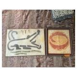 AFRICAN PICTURES ON FABRIC, X2 SEE DETAILS