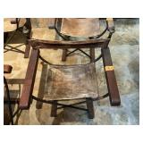 METAL FOLDING CHAIR W LEATHER SEAT+BACK
