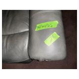 GRAY LEATHER DUAL RECLINER W CONSOLE