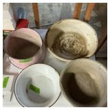 ENAMEL PANS, POTS X4