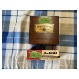 VINTAGE WOODEN BOX W BULLETS+ BULLET MAKING EQUIP.