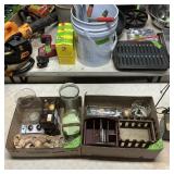 2 FLATS- ORGANIZER, VASES, MISC