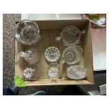 GLASSWARE,SUGAR/CREAMER, BELL,CANDLE HOLDERS X9