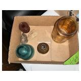 WMS KIMBALL CO AMBER JAR, ARROW HEADS, INSULATOR