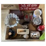 SMALL POTTERY JUG, FIGURENES, BOOKS, BOX FULL