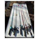 FISHING SUPPLIES, 6 POLES, ROD HOLDERS