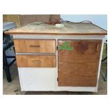 WORKBENCH 37"T X 48" X 48" ON ROLLERS W ELECTRICAL