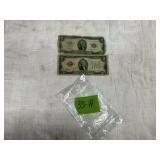 2- 2 DOLLAR RED NOTES  1928-1953