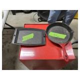 CAST IRON SKILLET + PAN X2