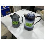 ENAMELWARE COFFEE POTS X2