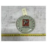 VINTAGE 7UP THERM. GLASS DOME FRONT