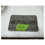 HIGHWAYMEN CAR CLUB PLATE