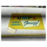 JACUZZI PUMP SIGN, PAINTED TIN, 23.5' X 13.5'