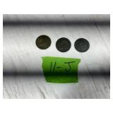 LARGE ONE PENNY-BRITISH X3 1900-1880-1866