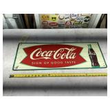 COCA COLA-SIGN 1950S-PAINTED TIN ROBERTSON SIGN CO