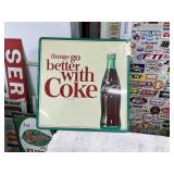 VINTAGE COKE SIGN-SELF FRAMED- 35' X 35'