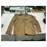 FRINGED LEATHER PULL OVER XL