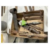 VINTAGE TOOLS- FROE, BOOT SCRAPER, PLUMBBOB