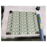 SHEET UNCUT 5 DOLLAR BILLS-32 BILLS-US MINT 1995