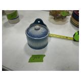 ANTIQUE BLUE + WHITE SALT CROCK