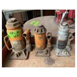3 BOTTLE JACKS, 2 SMALLER WORKS