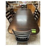 DARK WOOD TABLE W 6 CHAIRS