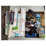 FILE FOLDERS, BOOK, GLASSES, OFFICE SUPPLIES