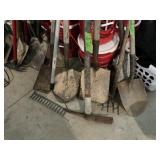 SHOVELS, RACK, PICK X7