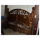 HEAVY WOOD BED-KING-HEADBOARD, FOOTBOARD ETC