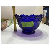 COBALT BLUE GLASS BOWL, 6' TALL
