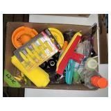 LOT OF MISC KITCHEN ITEMS, CORN HOLDERS, CHIP CLIP