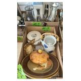 CLEAR GLASS VASES; CERAMIC PIECES/LIDS ï¿½2 BOXES