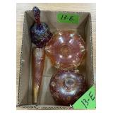 3 PIECES OF MARIGOLD CARNIVAL GLASS
