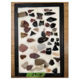 NATIVE AMERICAN ARROWHEADS IN DISPLAY BOX,NO GLASS