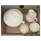 IRONSTONE CHAMBER POT, PITCHER AND BOWLS