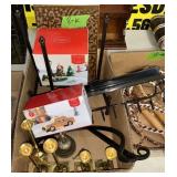 BRASS CANDLESTICK HOLDERS, BOOK HOLDERS, ETC