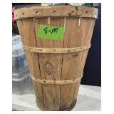 SLOTTED BENT WOOD ORCHARD BASKET AND LINENS