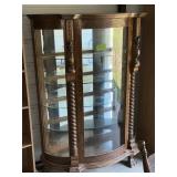 SOLID OAK CURVED GLASS CURIO/CHINA CABINET