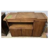 WOOD DESK/ENTERTAINMENT CENTER WITH LAZY SUSAN TOP