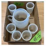 FENTON MOONSTONE OPALESCENT HOBNAIL SQUAT PITCHER