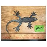 BRASS CAST LIZARD OR IGUANA W SMALLER LIZARD  ETC