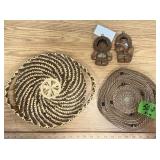 HAND CRAFTED PINE NEEDLE COILED BASKETS/TRAYS,POTS