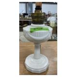 OPAQUE WHITE GLASS ALADDIN TALL OIL LAMP SEE DET