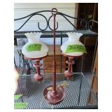 VINTAGE DOUBLE-ARM ELECTRIC HURRICANE-STYLE LAMP