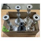 PAIR WILTON ARMETALE CANDLESTICK HOLDERS, ETC