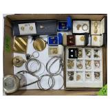 COSTUME JEWELRY: EARRINGS, CUFFLINKS, BUTTONS, ETC